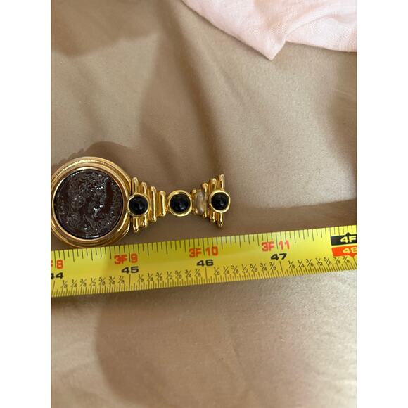 Vintage Judith Leiber Gold Chain Stretch Belt Double Coin Medallion Snake L-XL main image 9
